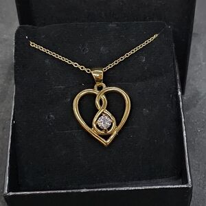 Gold Colored Heart Pendant Necklace